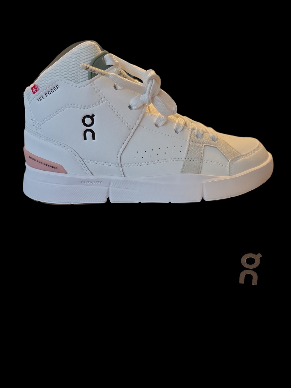 NEW On Cloud The Roger Women's White and Pink Mid-Top Athletic Sneakers